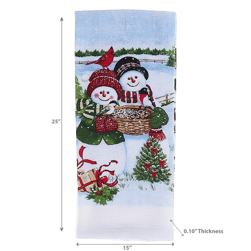 Christmas Hand Towel Snowman Couple - Set of 6