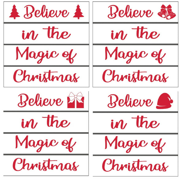 S/4 Wooden Enamel Coasters (Believe In The Magic Of Christmas)