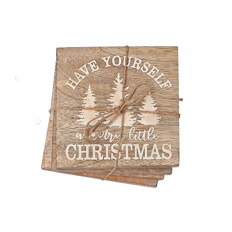 S/4 Wooden Etched Coasters (Have Yourself A Merry Christmas)