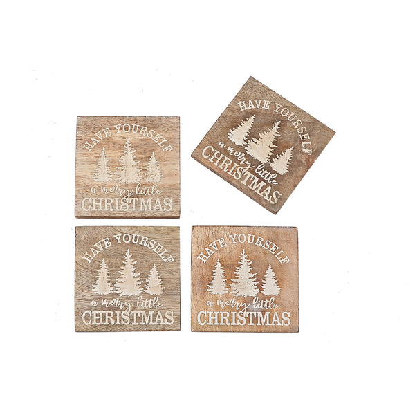 S/4 Wooden Etched Coasters (Have Yourself A Merry Christmas)