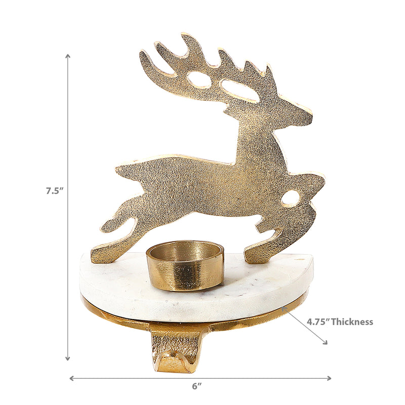 Christmas Reindeer With Tealight Stocking Holder (Gold)
