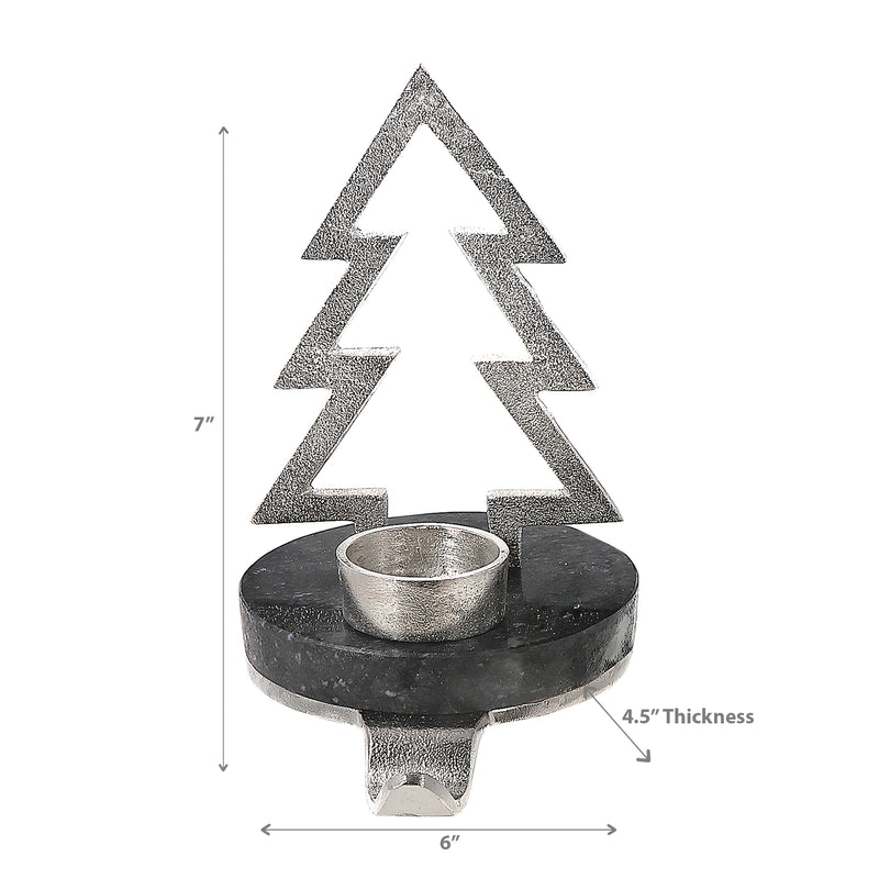 Christmas Tree With Tealight Stocking Holder (Silver)