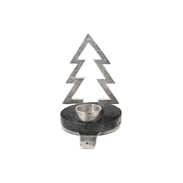 Christmas Tree With Tealight Stocking Holder (Silver)