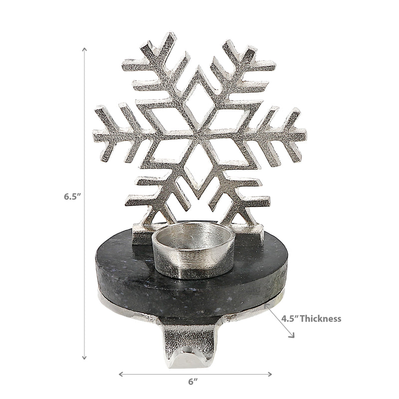 Christmas Snowflake With Tealight Stocking Holder (Silver)