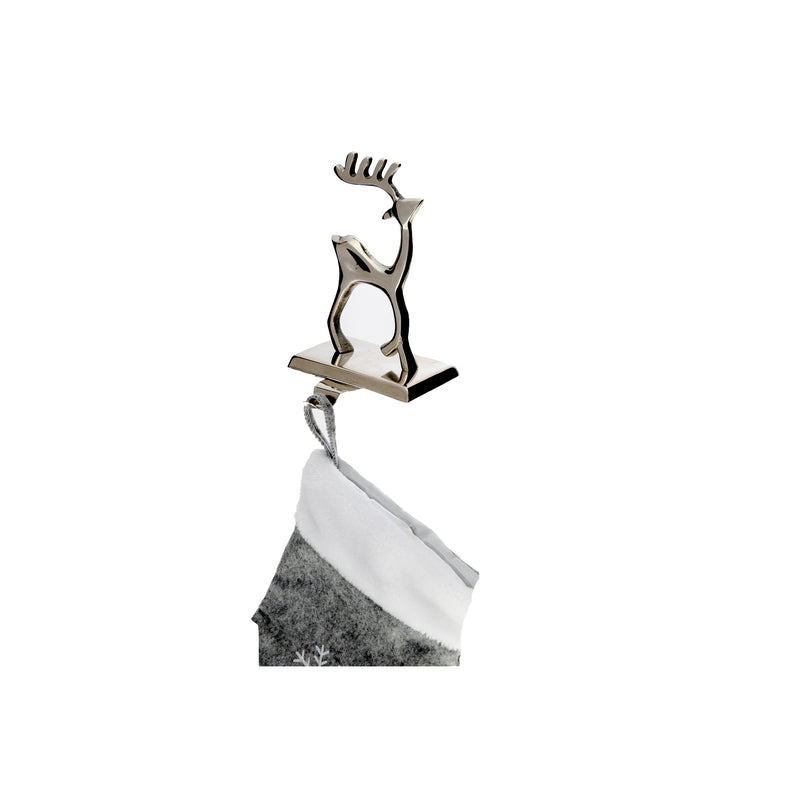 Chrome Metal Stocking Hanger (Single Reindeer)