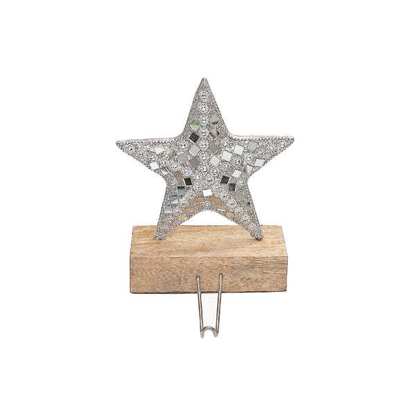Christmas Star Stocking Hanger Silver Diamond