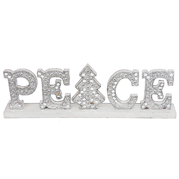 Christmas Silver Diamond Word Stand Peace