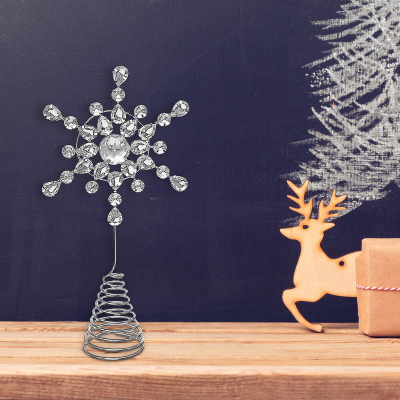 Christmas Metal Beaded Snowflake Tree Topper