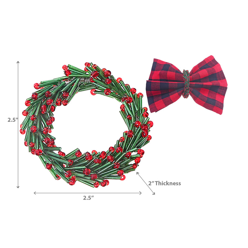 Christmas Beaded Wreath Napkin Ring - Set of 6
