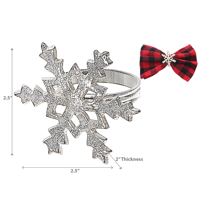 Christmas Metal Snowflake Napkin Ring - Set of 6