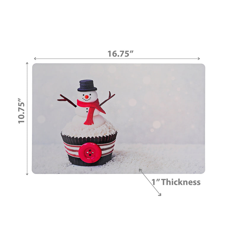 Christmas Plastic Placemat Snowman Cupcake - Set of 12