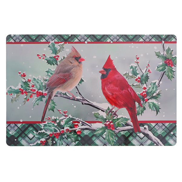 Christmas Plastic Placemat Cardinal Couple - Set of 12