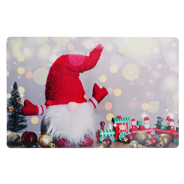 Christmas Plastic Placemat Gnome With Train - Set of 12