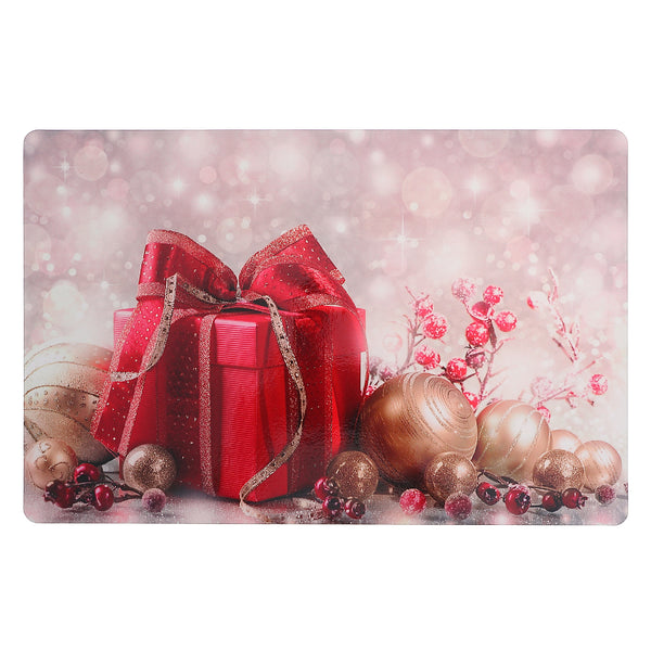 Christmas Plastic Placemat Red Present - Set of 12
