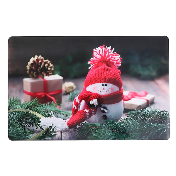 Plastic Placemat (Snowman With Red Toque) - Set of 12