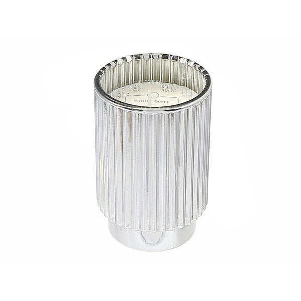 11.3Oz Ribbed Silver Electroplated Scented Candle (Winter Berry)