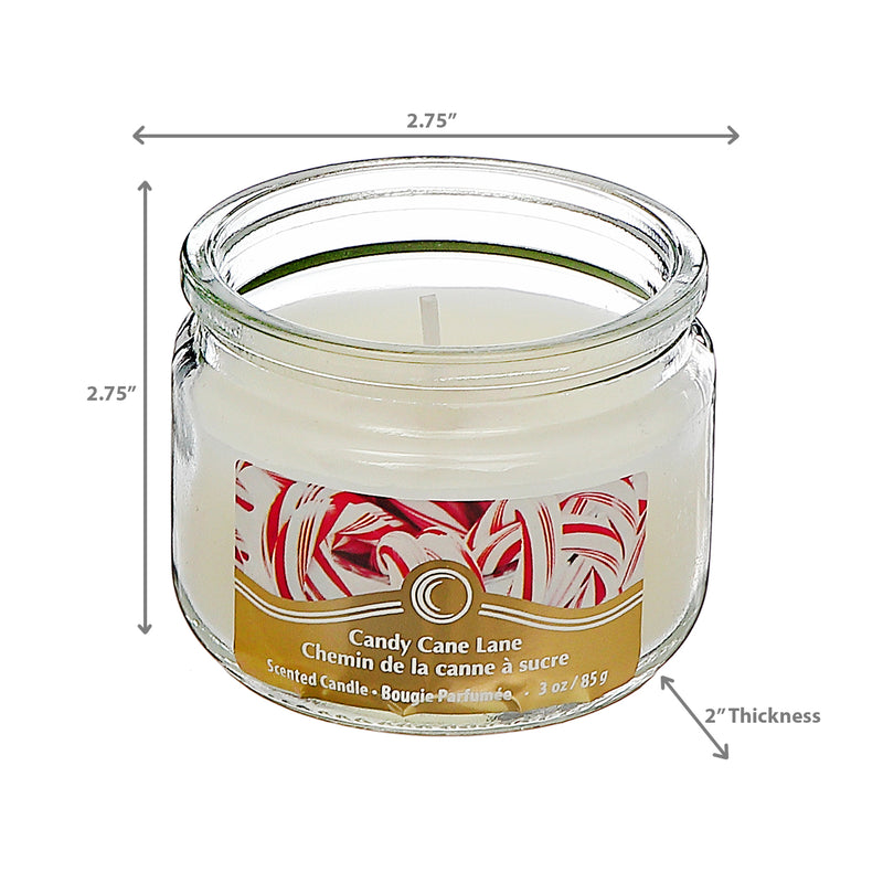 Christmas 3 Oz Scented Jar Candle Candy Cane Lane - Set of 4