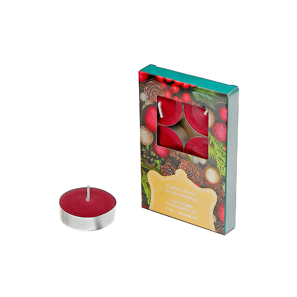 Christmas 6 Pk Scented Tealights Cranberry Woods - Set of 4
