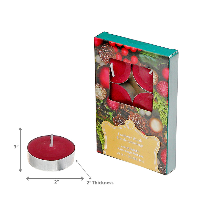 Christmas 6 Pk Scented Tealights Cranberry Woods - Set of 4