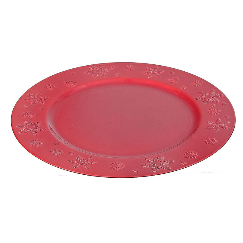 Charger Plate (Snowflake) (Red)