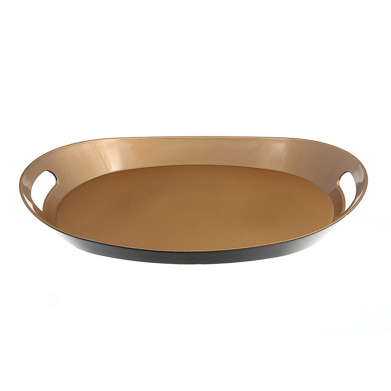 Oval Serving Tray With Handle (Gold)