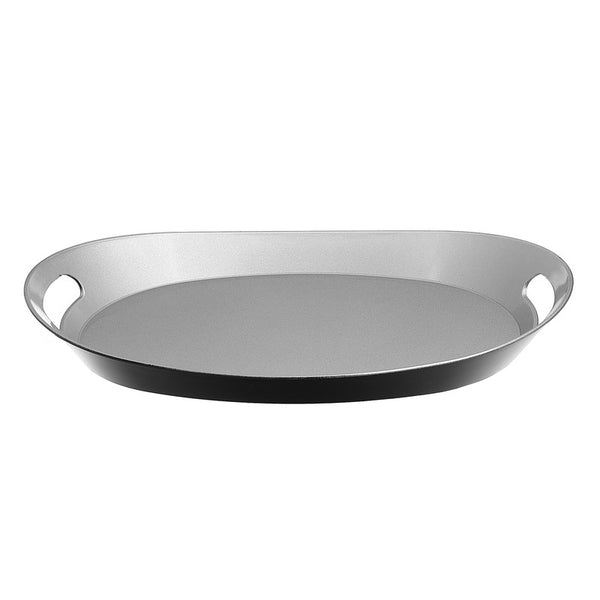 Oval Serving Tray With Handle (Silver)