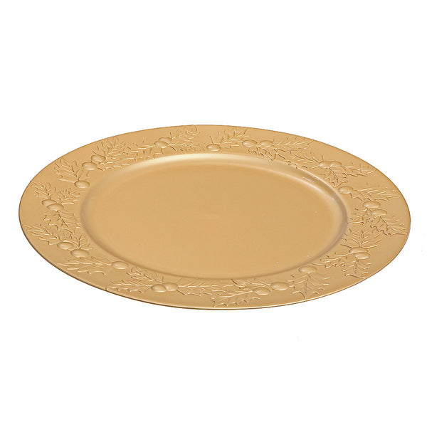 Charger Plate (Hollyberries) (Gold) (13") - Set of 6