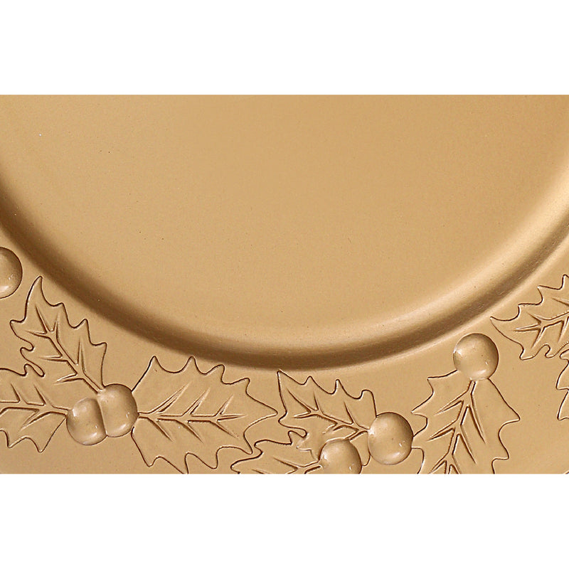 Charger Plate (Hollyberries) (Gold) (13") - Set of 6