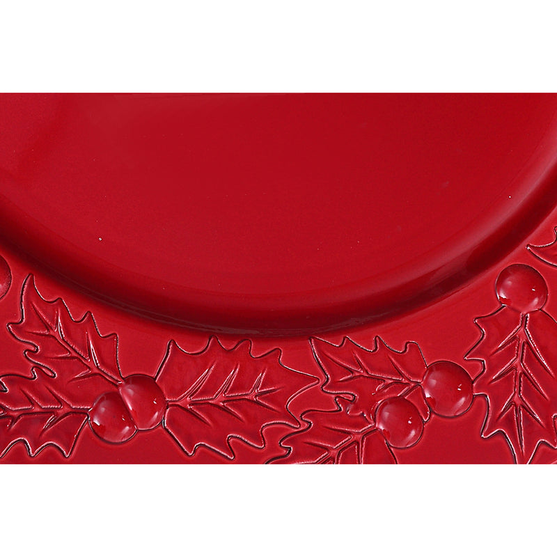 Charger Plate (Hollyberries) (Red) (13") - Set of 6