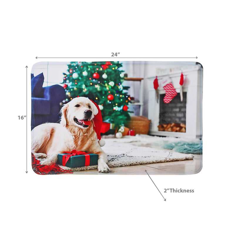 Christmas Memory Foam Mat Dog With Gifts