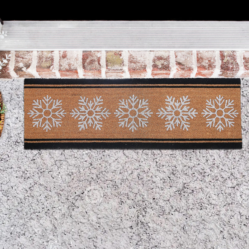 Christmas Coir Door Mat Snowflakes 16 X 48