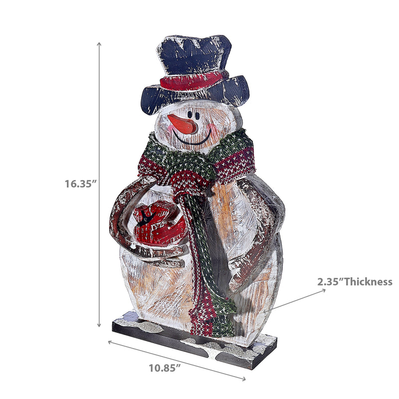 Christmas Wooden Snowman With Scarf