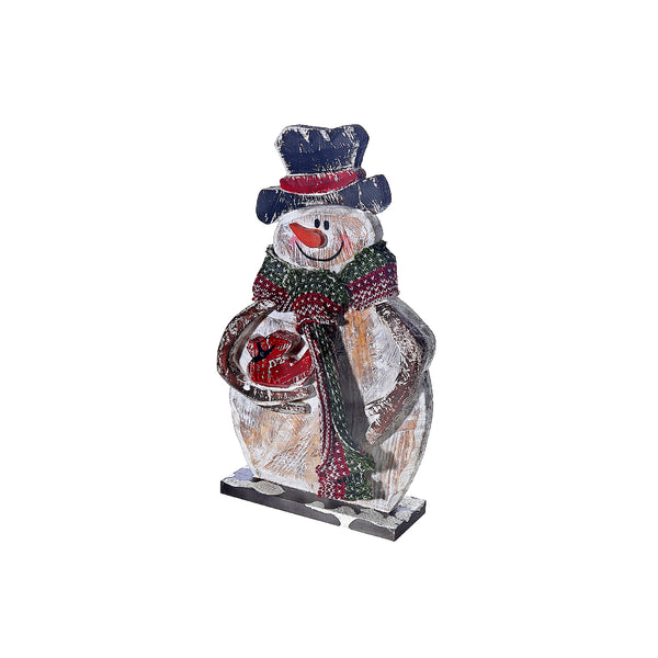 Christmas Wooden Snowman With Scarf
