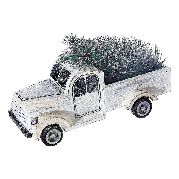 Christmas Wooden White Truck With Tree