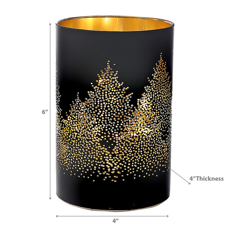Christmas Led Black Glass Stand Forest 6"
