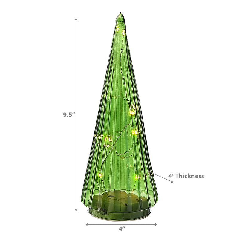 Christmas Led Glass Cone Tree Green 9.5"