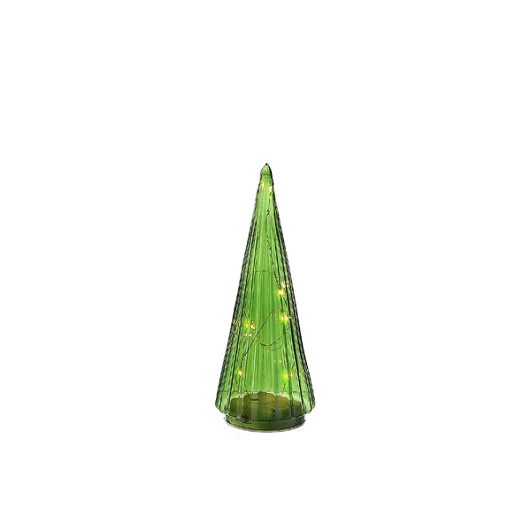 Christmas Led Glass Cone Tree Green 9.5"