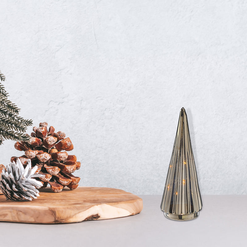 Christmas Led Glass Cone Tree Black 9.5"