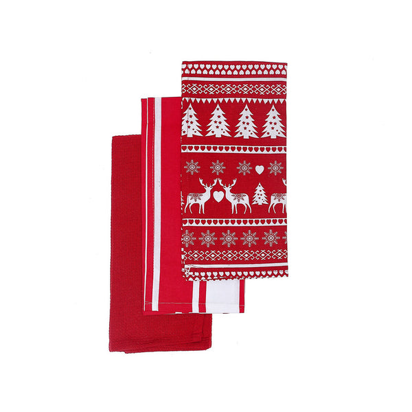 Kitchen Towel (Set Of 3) (Red Reindeer)