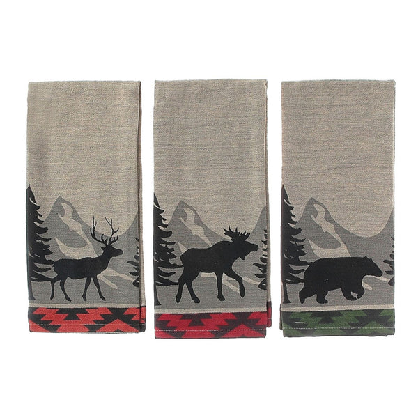 Forest Animal Chambray Woven Kitchen Towel (Asstd)