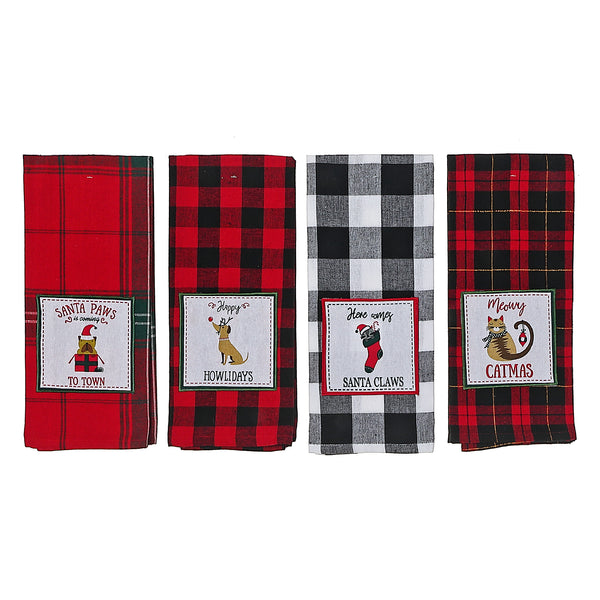 Christmas Holiday Pet Kitchen Towel  - Set of 4