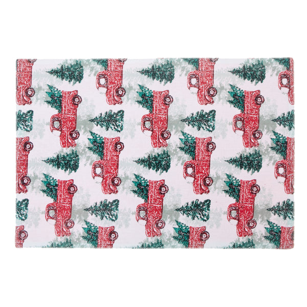 Cotton Placemat (Red Truck With Tree) - Set of 12