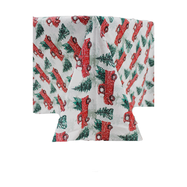 Cotton Table Cloth (52" X 72") (Red Truck With Tree)