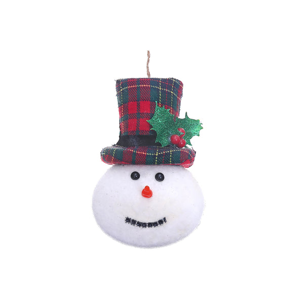 Plaid Ornament (Snowman Head) - Set of 12