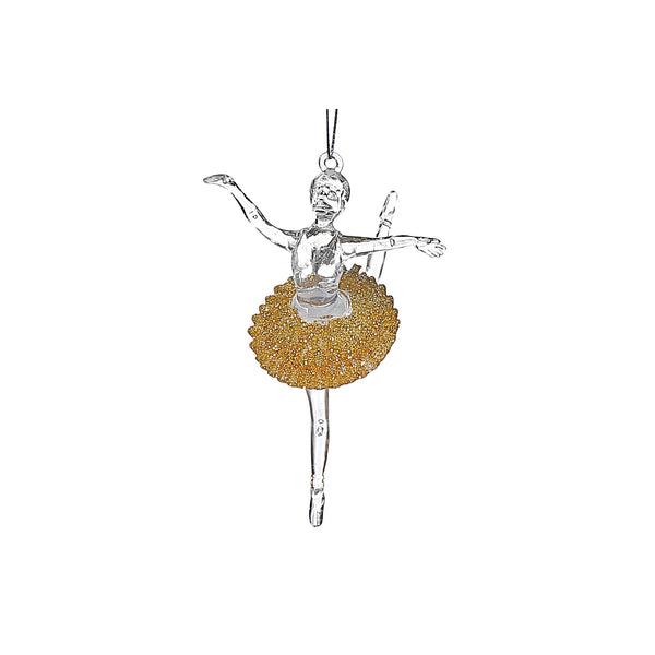Christmas Acrylic With Gold Ornament Ballerina - Set of 12