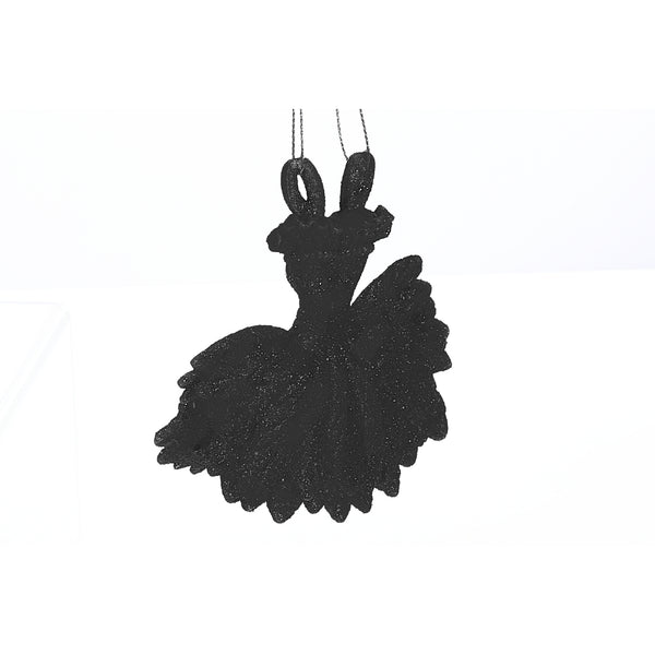 Christmas Black Glitter Ornament Dress - Set of 12