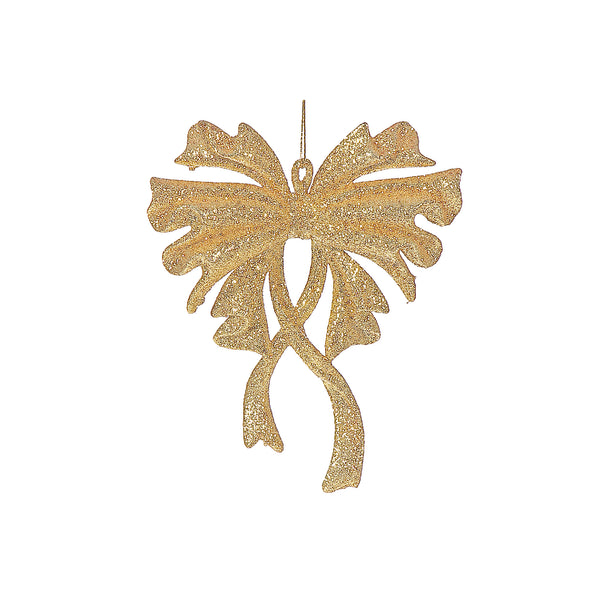 Christmas Gold Glitter Ornament Bow - Set of 12