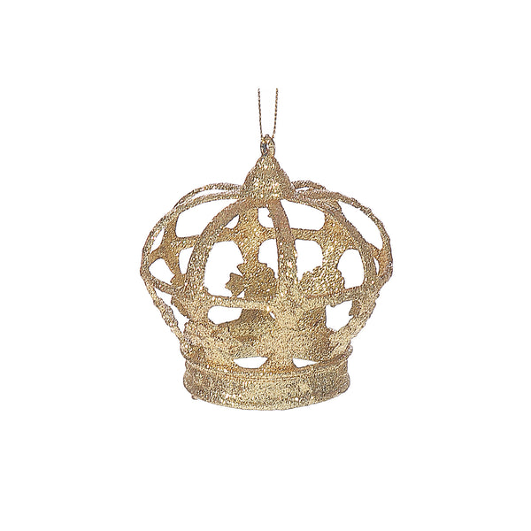 Christmas Gold Glitter Ornament Crown - Set of 12