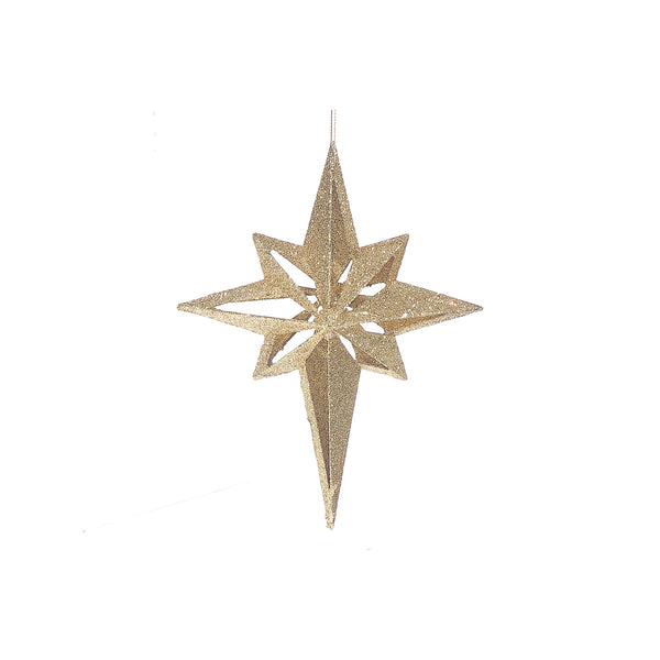 Christmas Gold Glitter Ornament Star - Set of 12