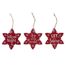 Christmas Flat Snowflake Shape Ornament - Set of 6